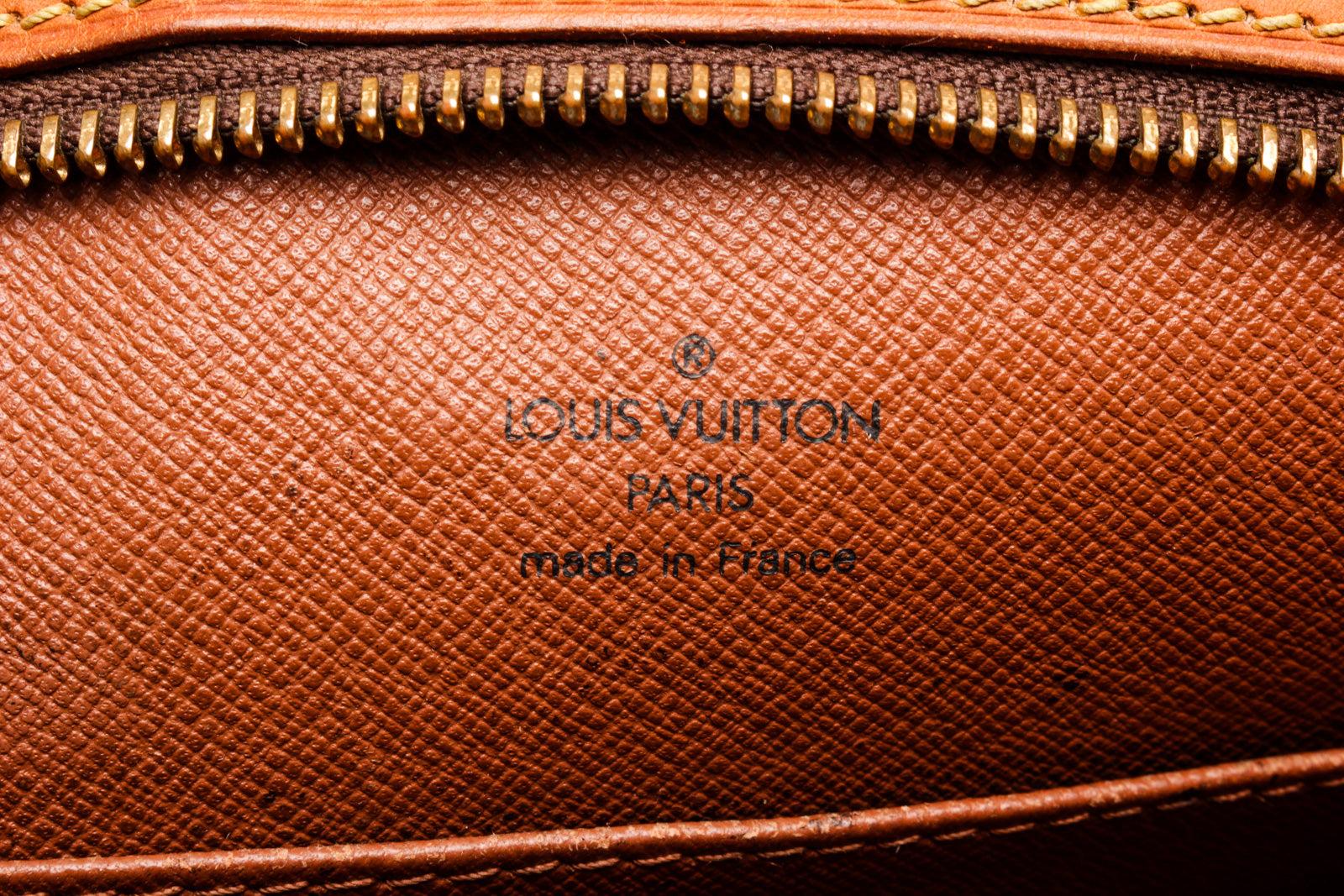 Women's Louis Vuitton Brown Monogram Drouot Crossbody Bag with monogram canvas, gold