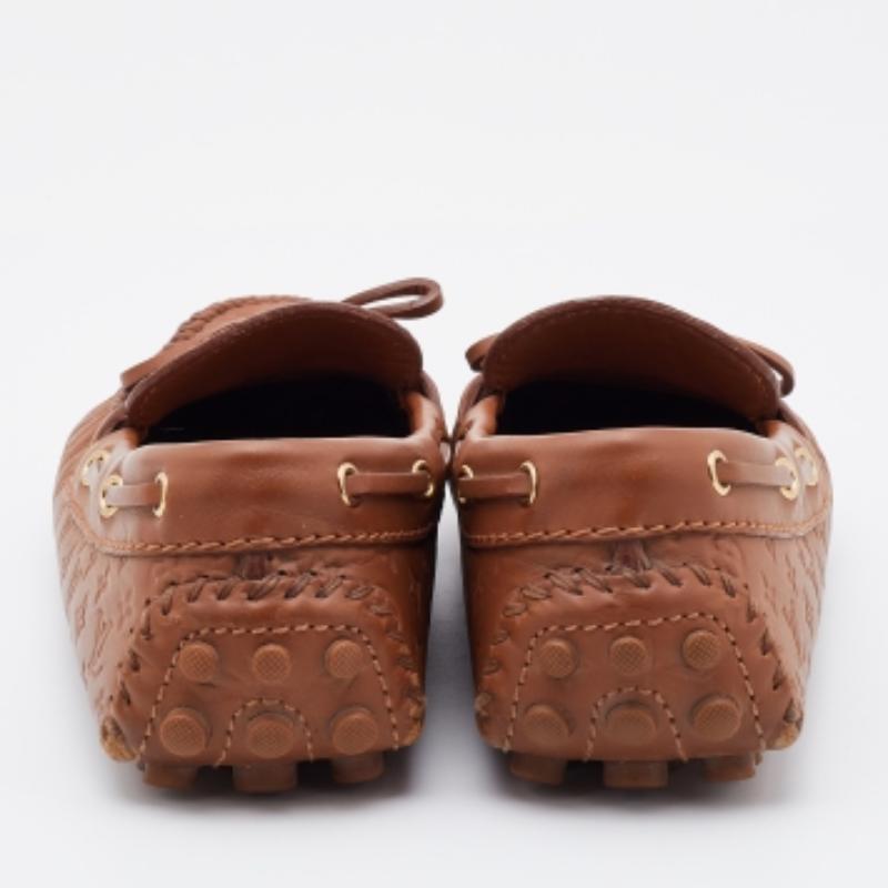 Louis Vuitton Brown Monogram Empreinte Leather Gloria Loafers Size 36 1