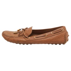 Louis Vuitton Brown Monogram Empreinte Leather Gloria Loafers Size 38.5