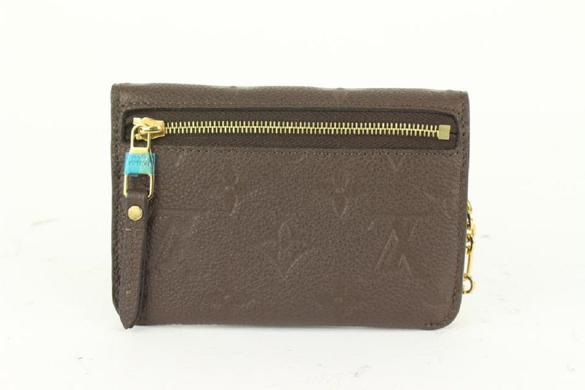 Louis Vuitton Brown Monogram Empreinte Leather Key Pouch Pochette Cles Coin In New Condition For Sale In Dix hills, NY