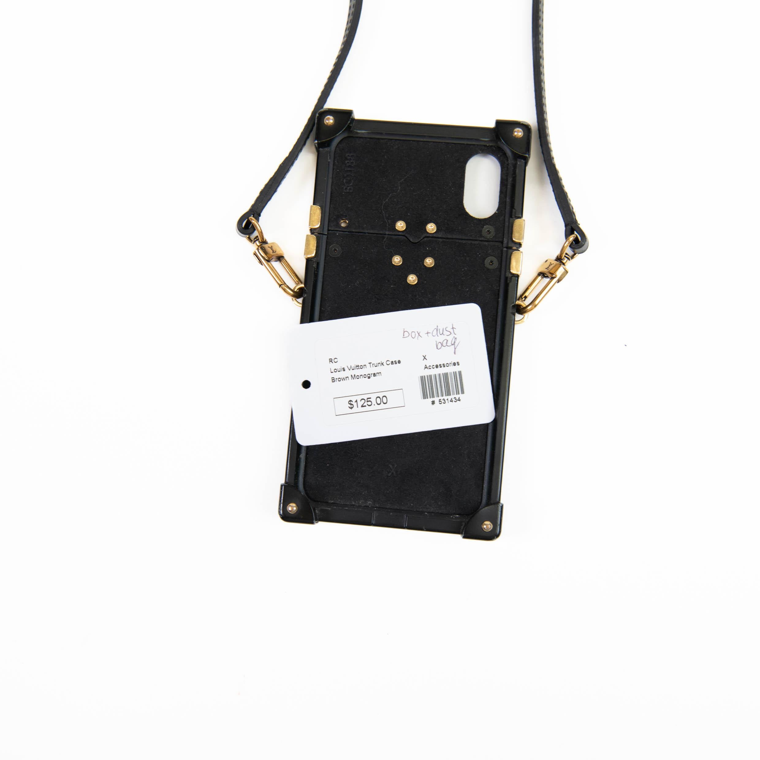 da uomo o donna Louis Vuitton Custodia per iPhone X/Xs con cinturino e Monogram Eye Trunk marrone in vendita