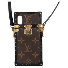 Louis Vuitton Custodia per iPhone X/Xs con cinturino e Monogram Eye Trunk marrone
