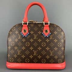 LOUIS VUITTON Brown Monogram Flamingo Pink Totem ALMA PM Bag