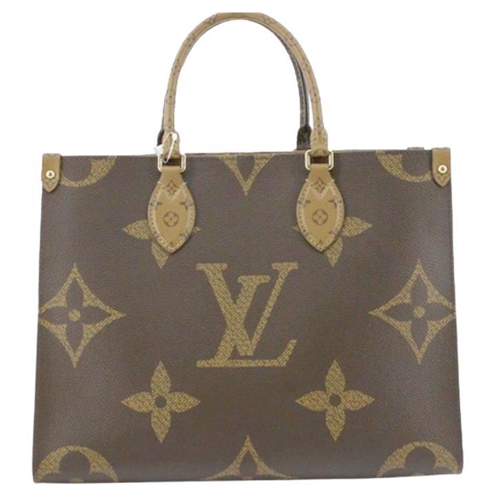 Louis Vuitton Brown Monogram Giant Canvas Leather OnTheGo MM Tote Bag  