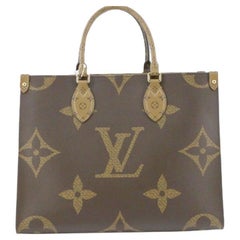 Louis Vuitton Brown Monogram Giant Canvas Leather OnTheGo MM Tote Bag  