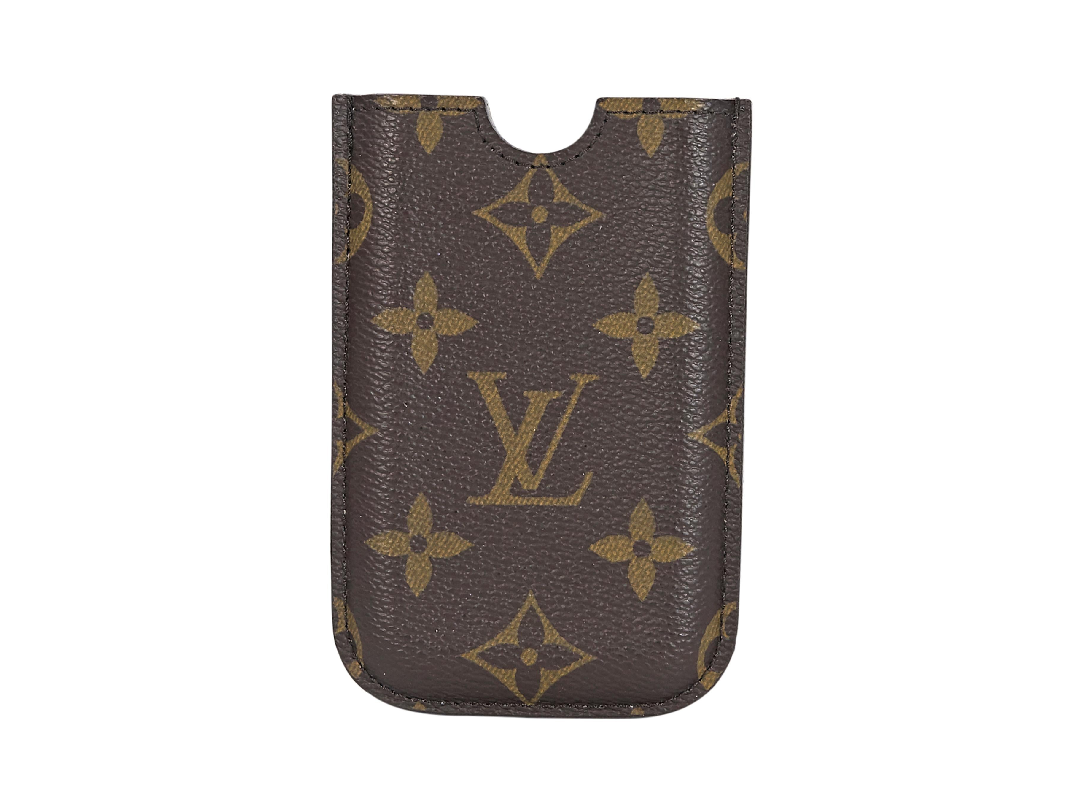 Product details: Brown monogram iPhone 3 case by Louis Vuitton.  Lined interior.  
Condition: Pre-owned. Very good.