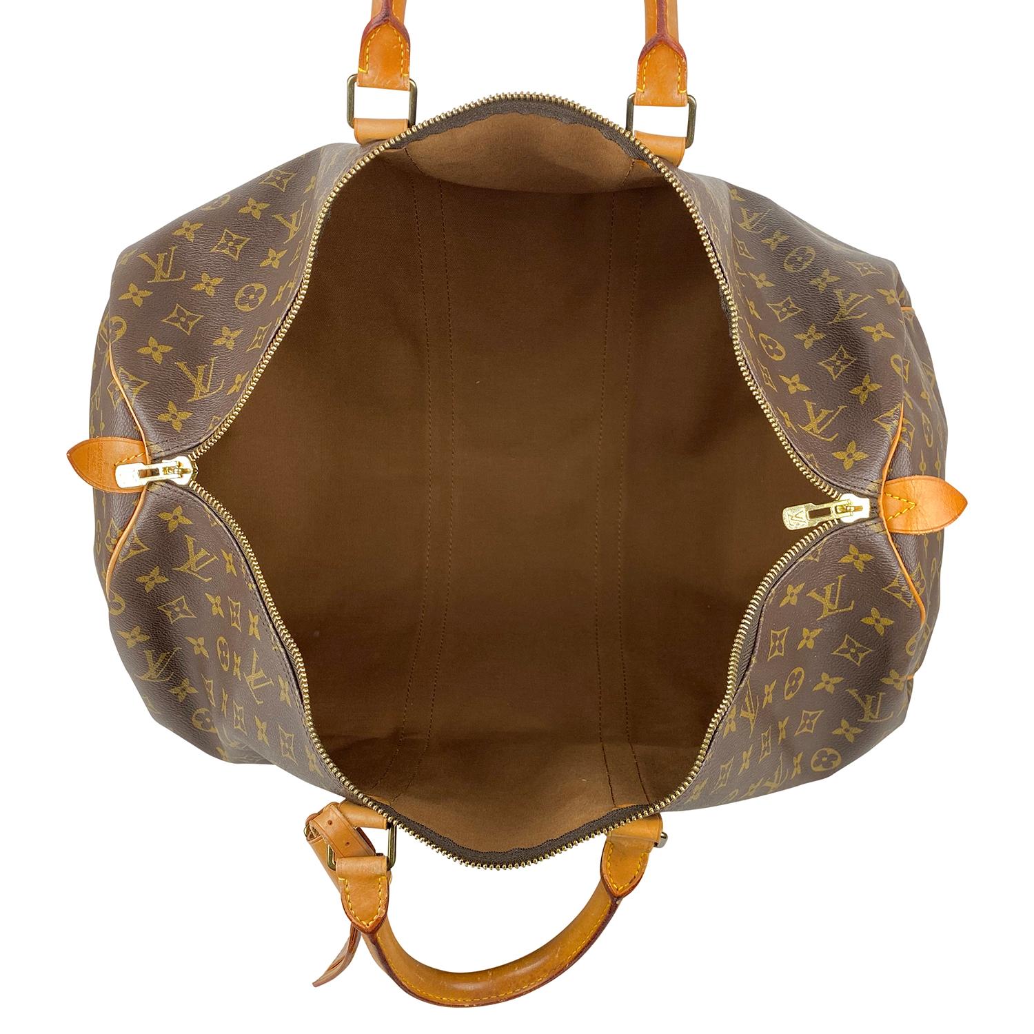Louis Vuitton Brown Monogram Keepall 55 Weekend Bag 6