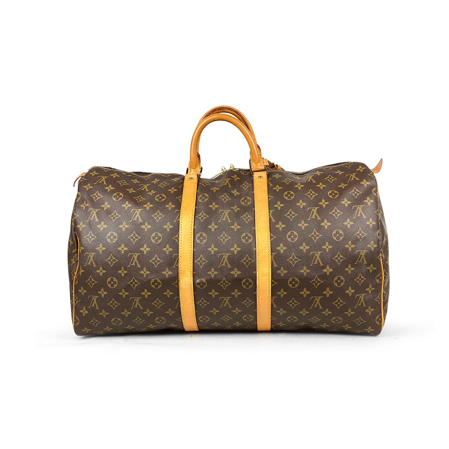 Louis Vuitton Brown Monogram Keepall 55 Weekend Bag In Good Condition In Sundbyberg, SE
