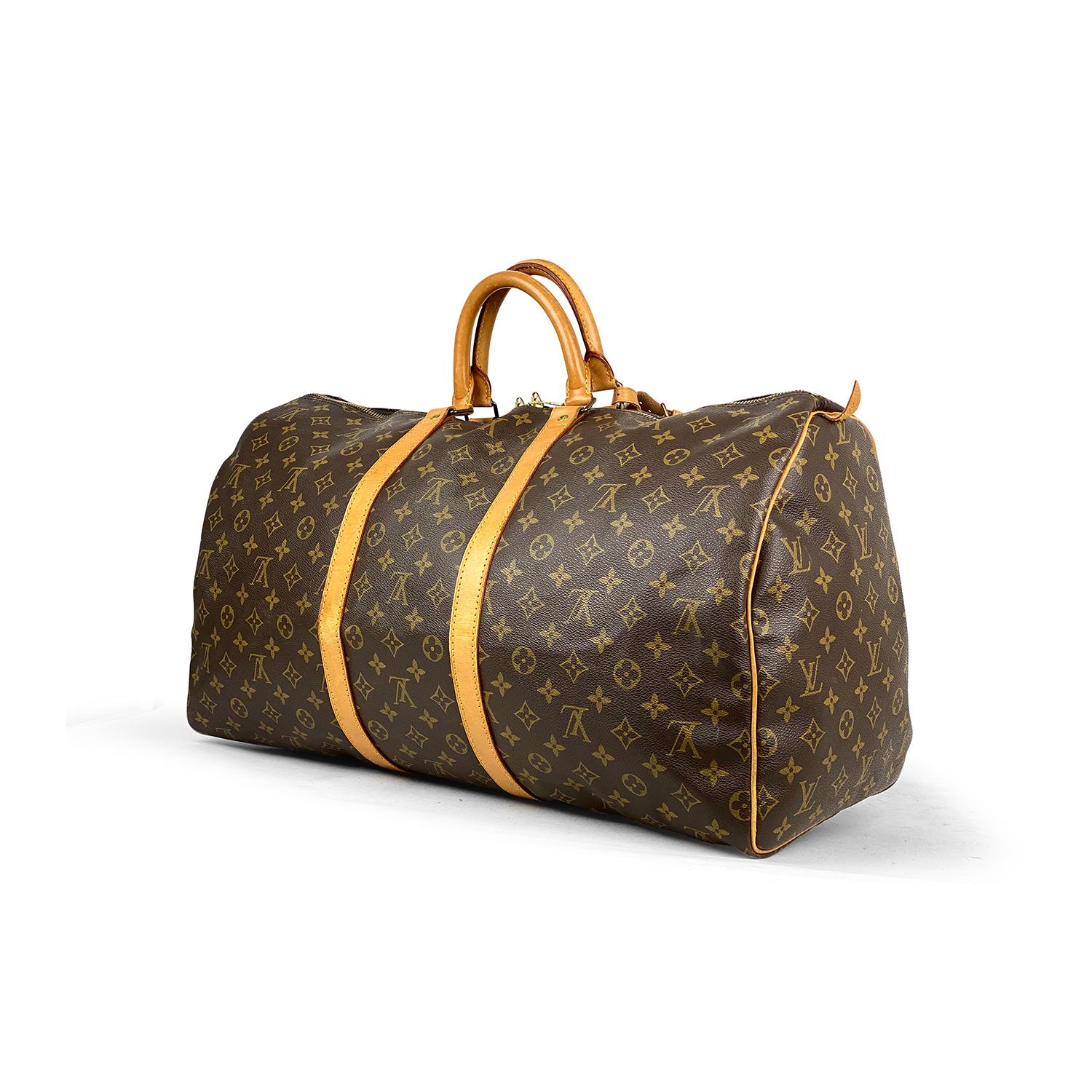 Women's Louis Vuitton Brown Monogram Keepall 55 Weekend Bag