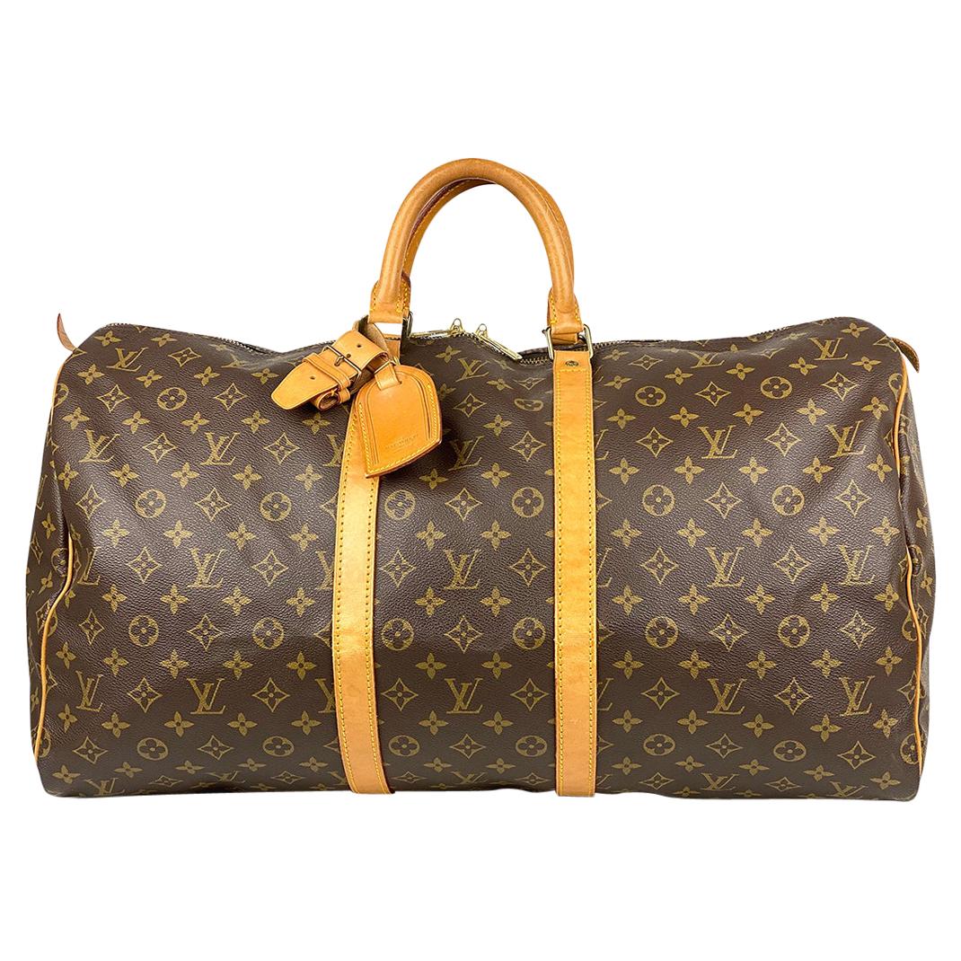 Louis Vuitton Brown Monogram Keepall 55 Weekend Bag