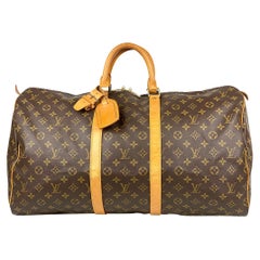 Louis Vuitton Brown Monogram Keepall 55 Weekend Bag