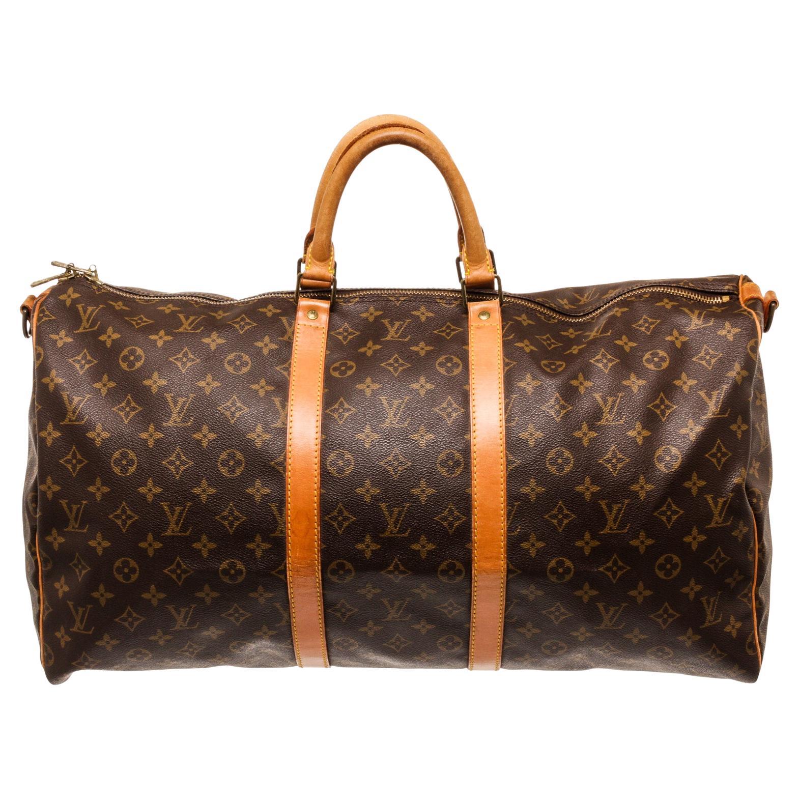 Louis Vuitton Brown Monogram Keepall 55cm Travel Bag
