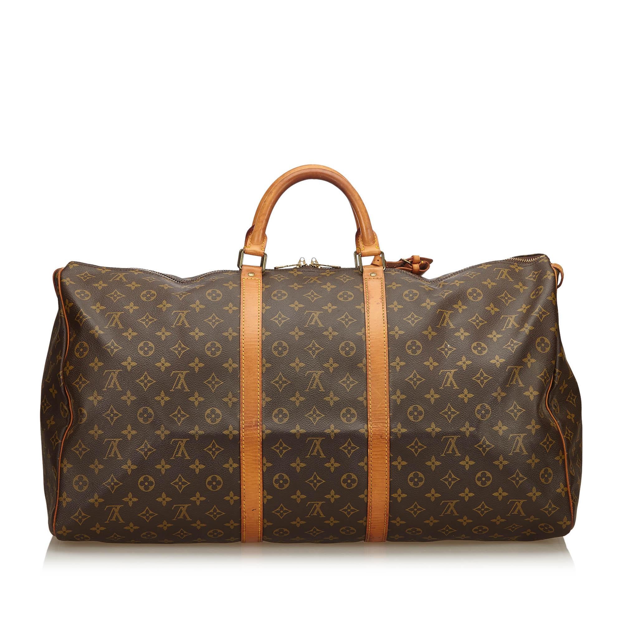 Louis Vuitton Brown Monogram Keepall 60 In Good Condition For Sale In Orlando, FL