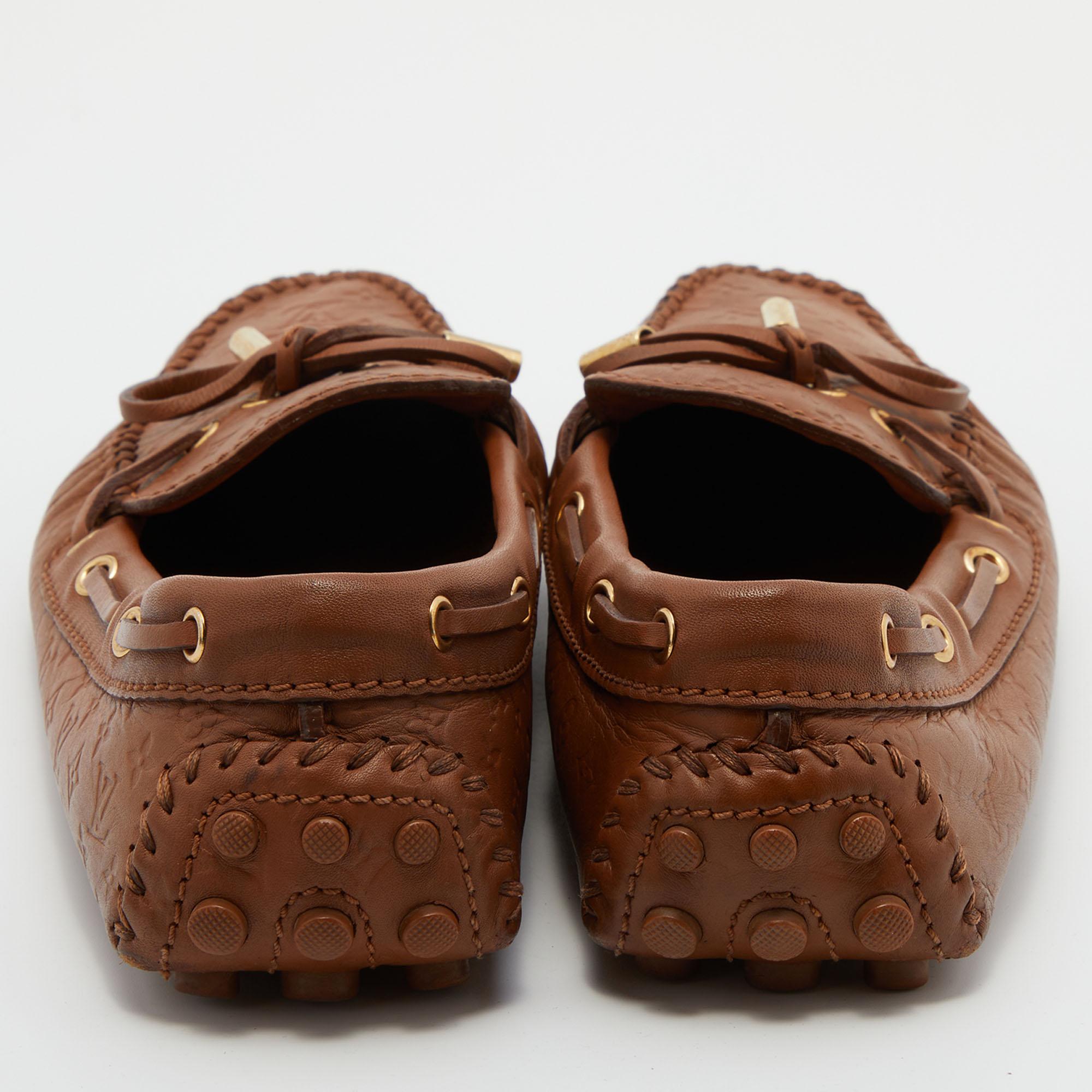 Louis Vuitton Brown Monogram Leather Gloria Slip On Loafers Size 38 In Good Condition In Dubai, Al Qouz 2
