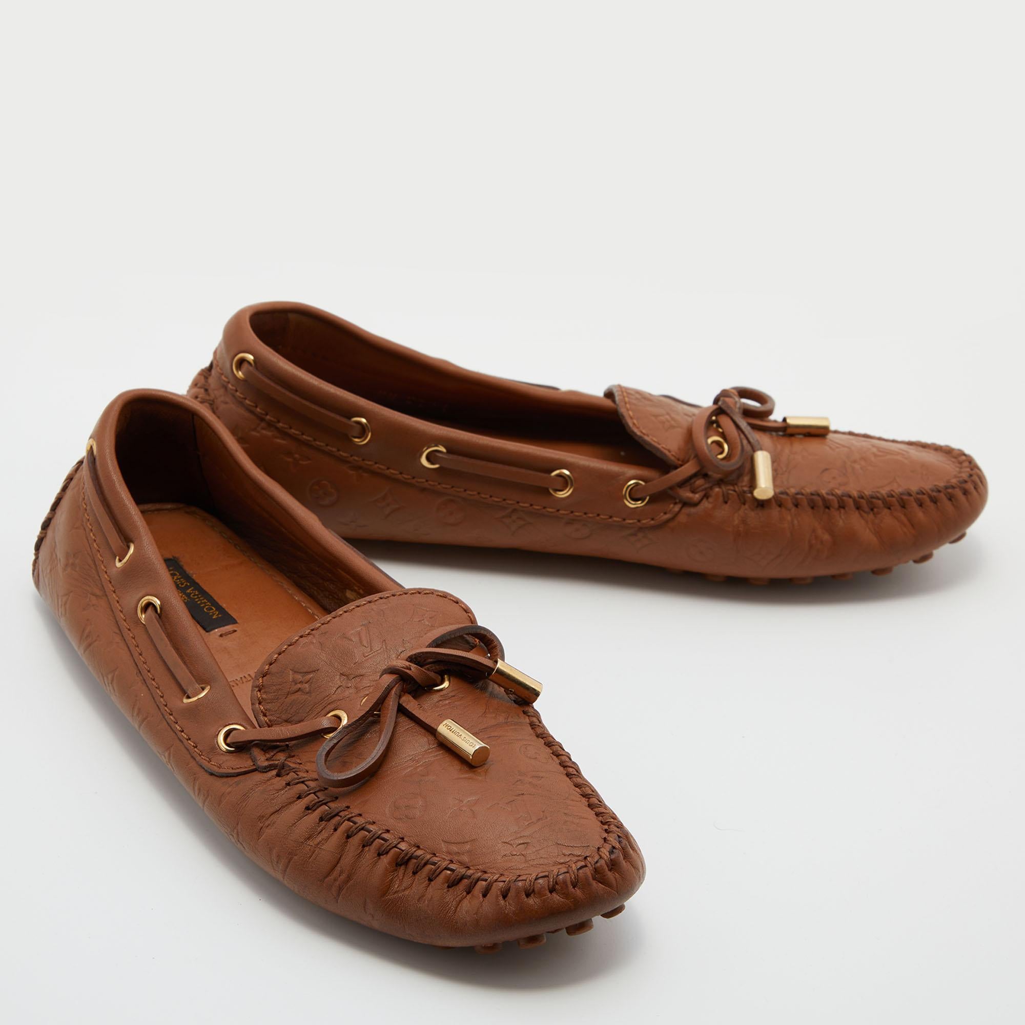 Louis Vuitton Brown Monogram Leather Gloria Slip On Loafers Size 38 1