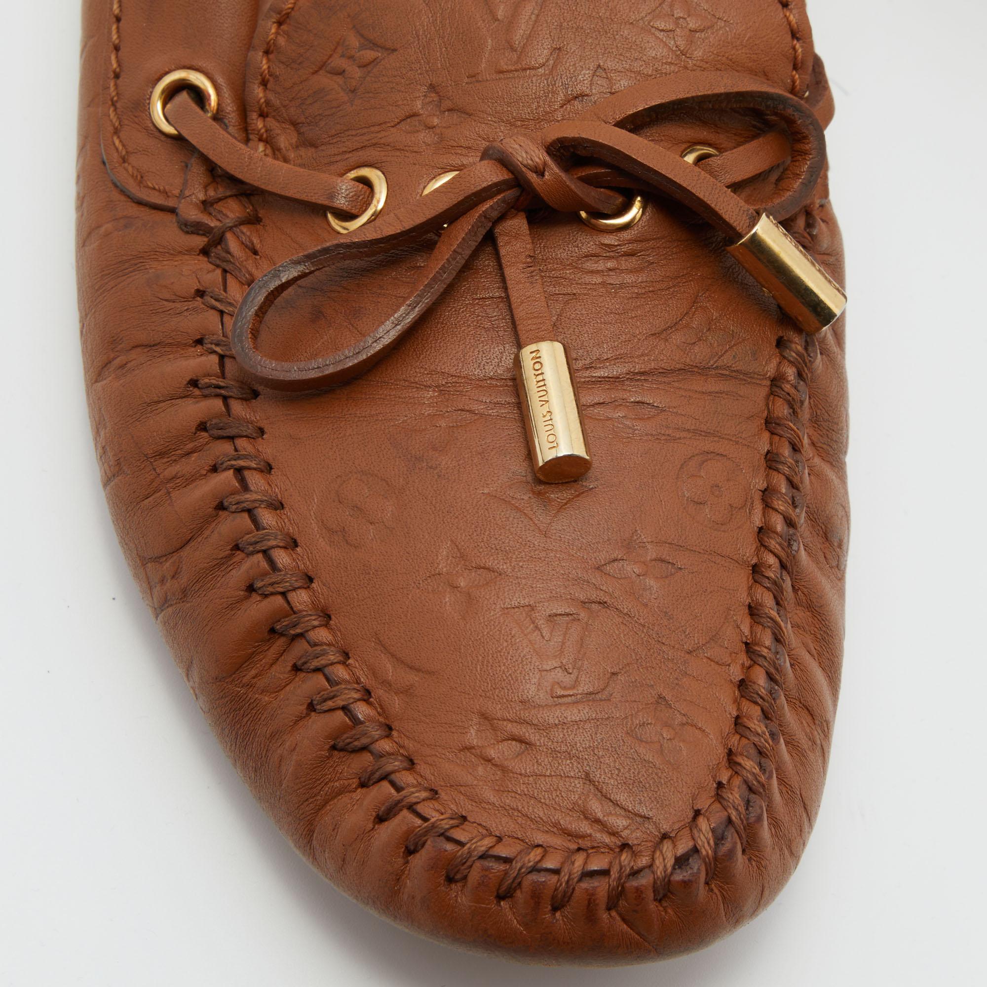 Louis Vuitton Brown Monogram Leather Gloria Slip On Loafers Size 38 3