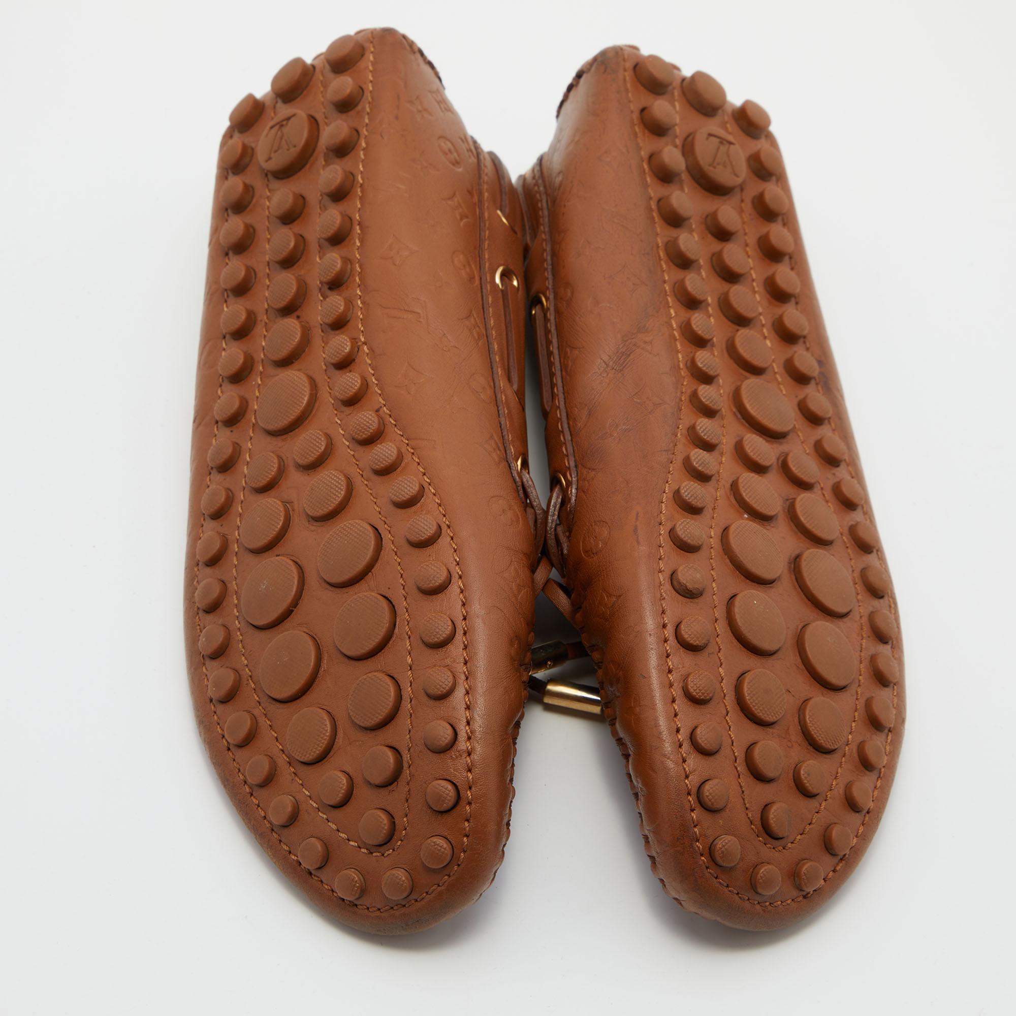 Louis Vuitton Brown Monogram Leather Gloria Slip On Loafers Size 38 4