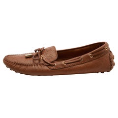 Louis Vuitton Brown Monogram Leather Gloria Slip On Loafers Size 38