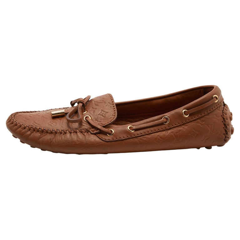 Louis Vuitton Brown Monogram Leather Gloria Slip on Loafers Size 38