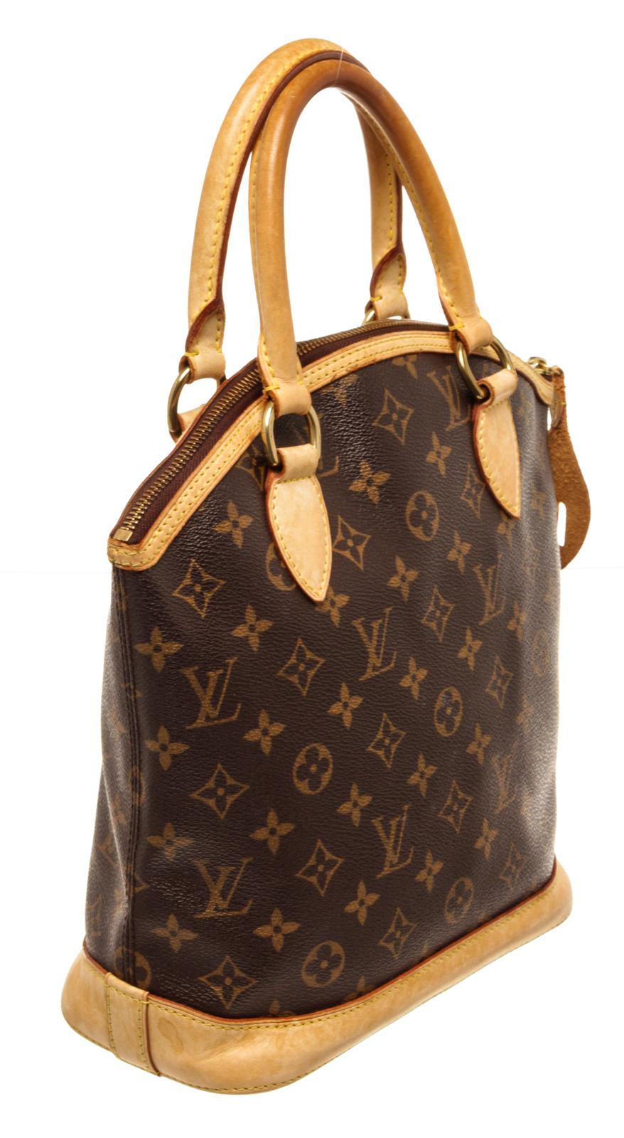 Black Louis Vuitton Brown Monogram Lockit Vertical Handbag
