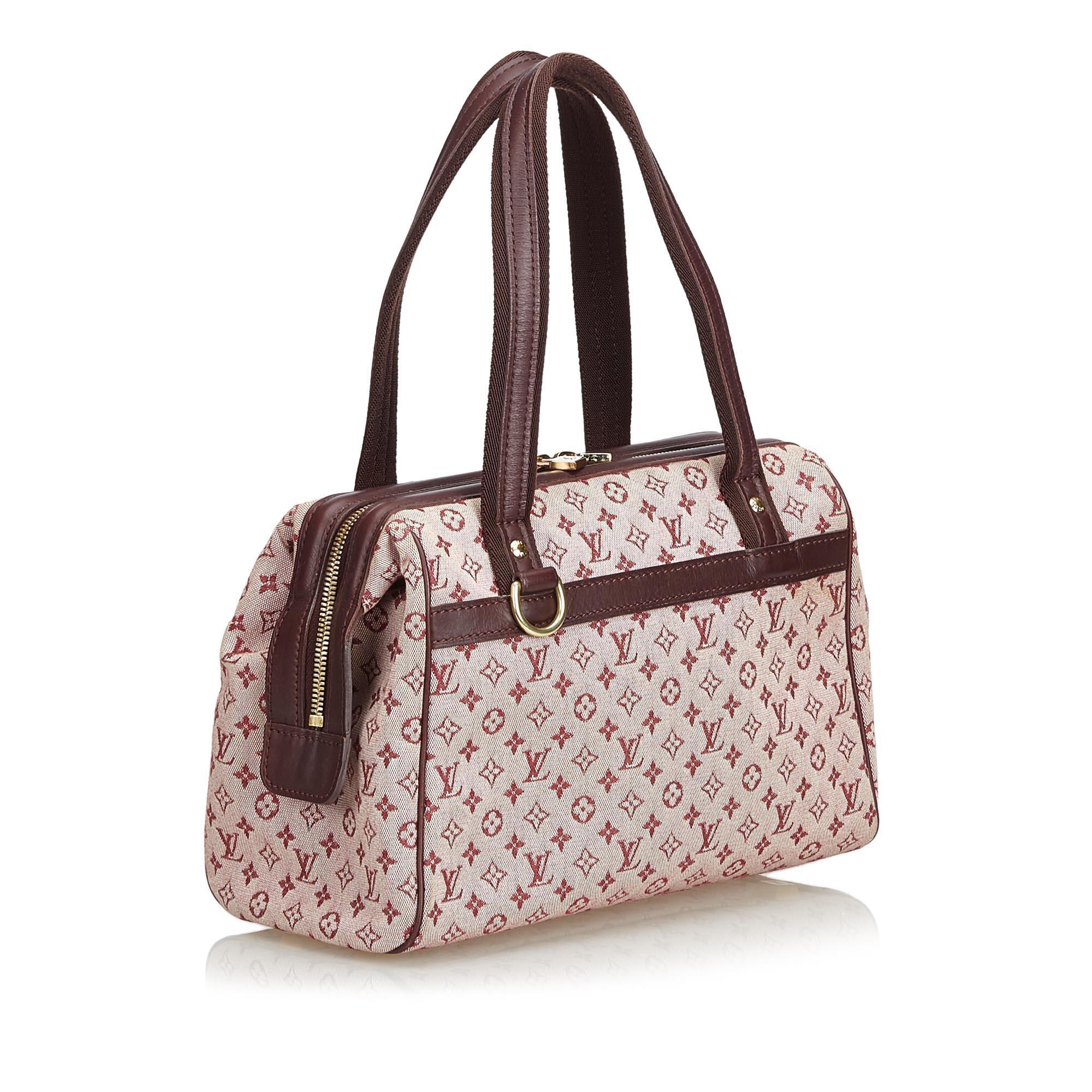 The Josephine PM features the Monogram Mini Lin canvas body with leather trims, flat leather straps and trim, a top zip closure, and interior cell and zip pockets. It carries as B+ condition rating.

Inclusions: 
Dust Bag


Louis Vuitton pieces do