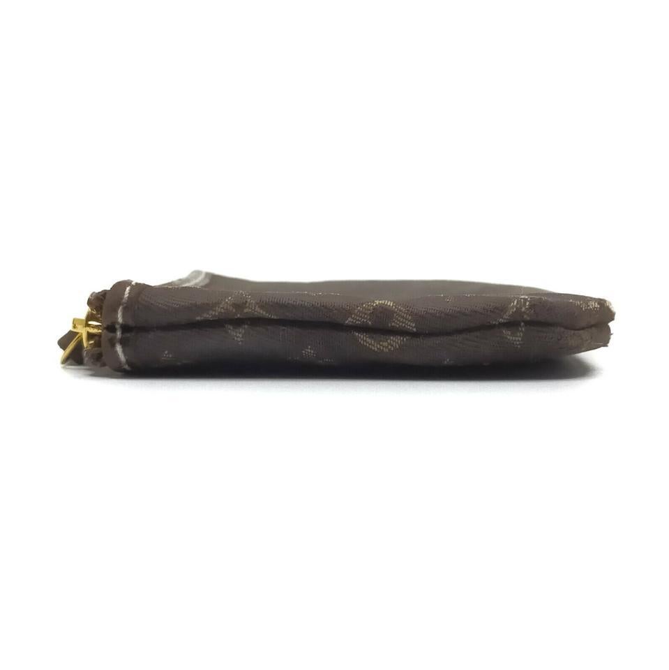 Louis Vuitton Marrone Monogram Mini Lin Portachiavi Pochette Cles I863511 In condizioni buone in vendita a Dix hills, NY