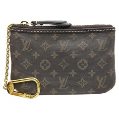 Louis Vuitton Brown Monogram Mini Lin Key Pouch Pochette Cles I863511