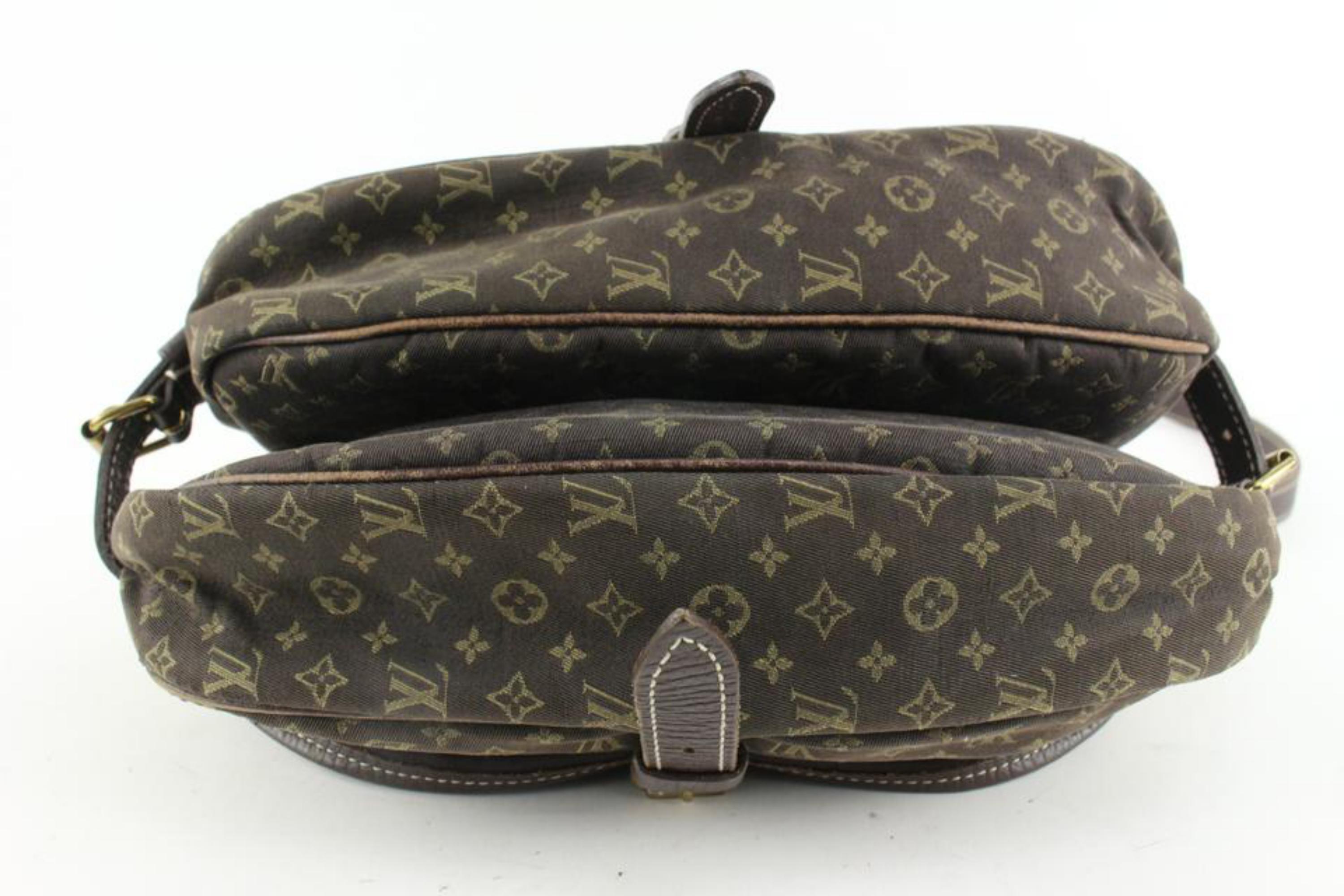Louis Vuitton Brown Monogram Mini Lin Saumur PM Crossbody Saddle Bag 1230lv49 In Good Condition In Dix hills, NY