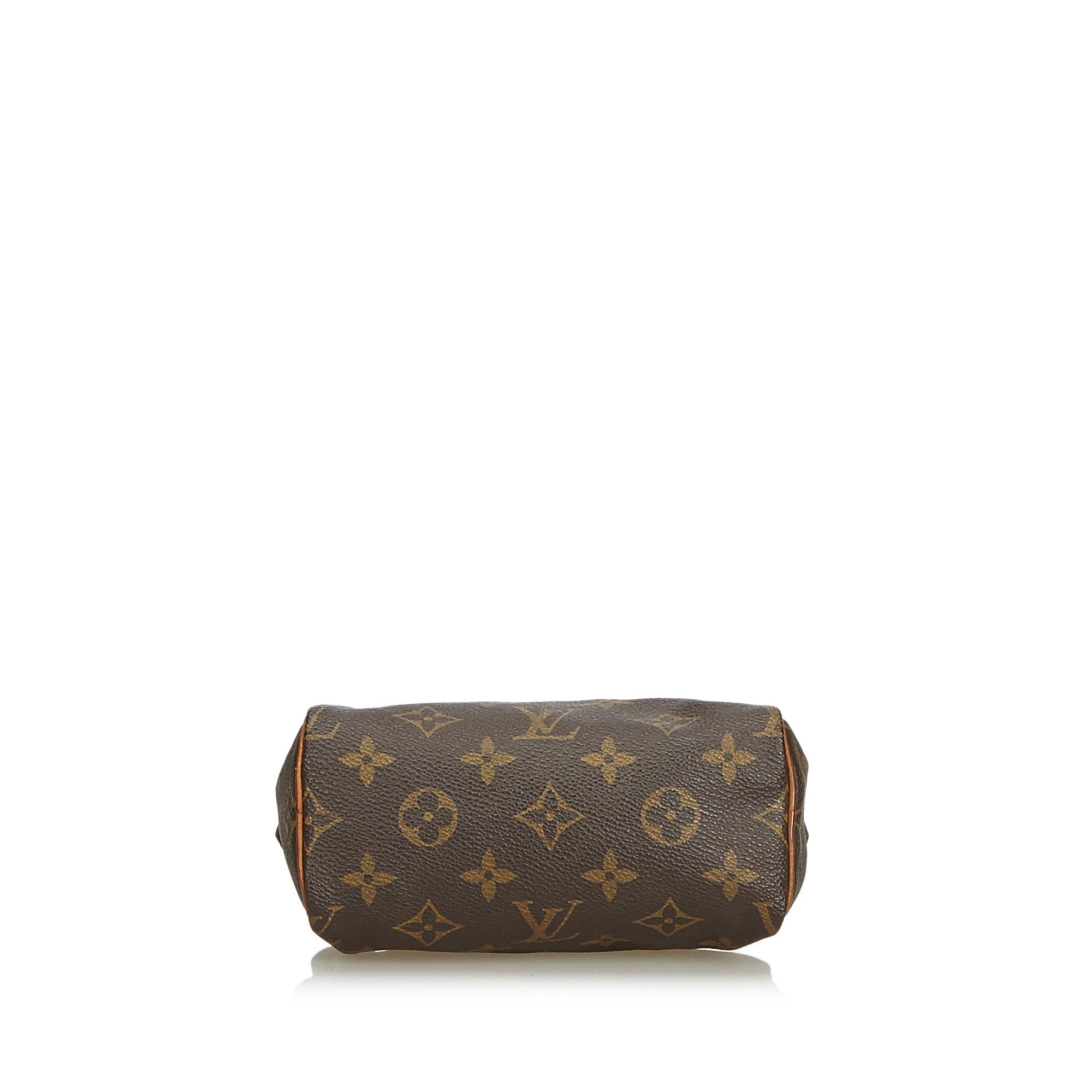 Black Louis Vuitton Brown Monogram Mini Speedy with Strap