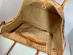 LOUIS VUITTON Brown Monogram Neverfull With a pouch, Canvas MM Tote Beige