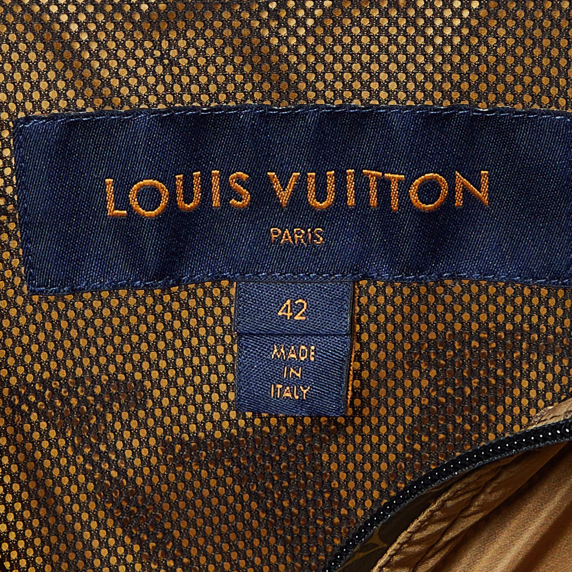 Louis Vuitton Brown Monogram Nylon Zip Front Windbreaker Jacket L 1