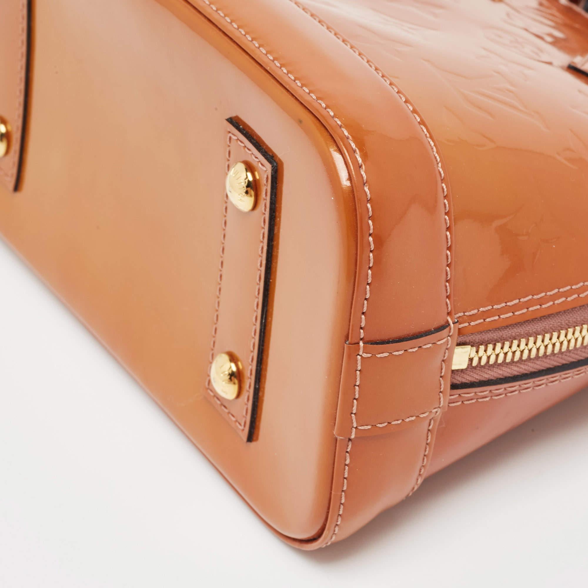 Louis Vuitton Brown Monogram Patent Leather Alma BB Bag For Sale 7
