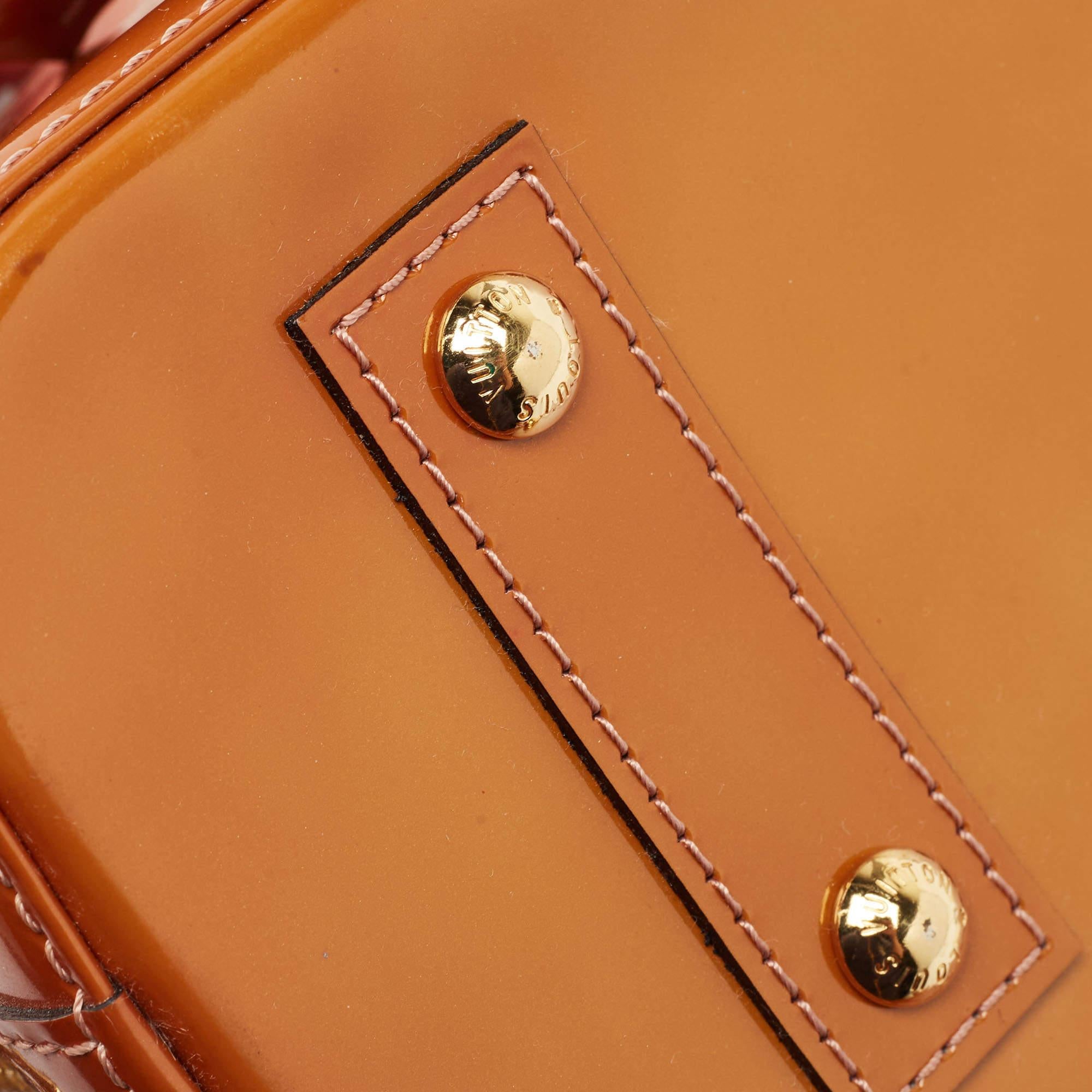 Louis Vuitton Brown Monogram Patent Leather Alma BB Bag For Sale 9