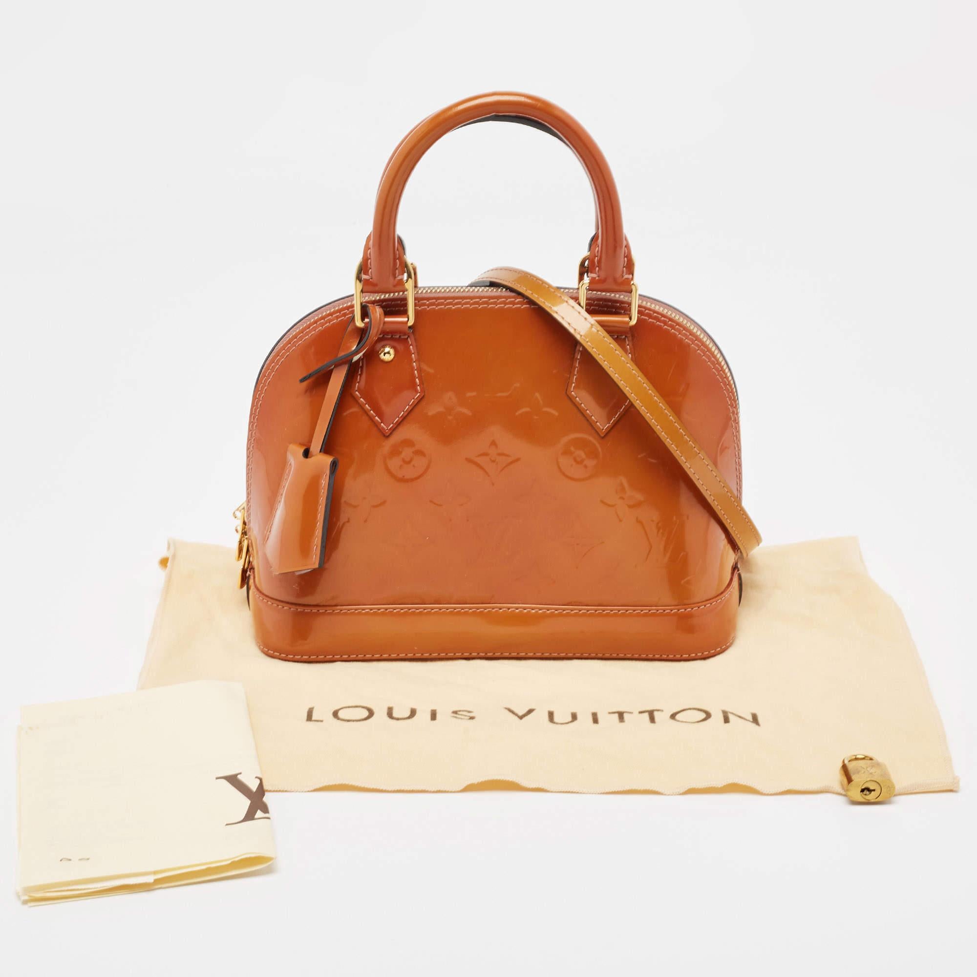 Louis Vuitton Brown Monogram Patent Leather Alma BB Bag For Sale 10