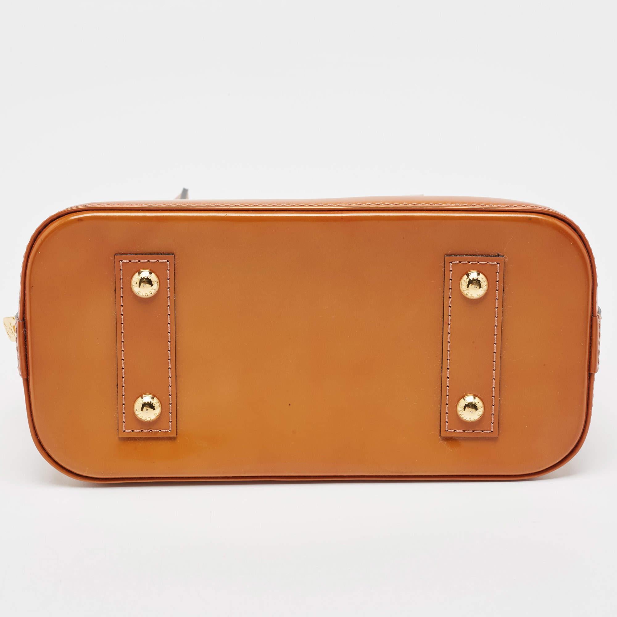 Louis Vuitton Brown Monogram Patent Leather Alma BB Bag For Sale 1