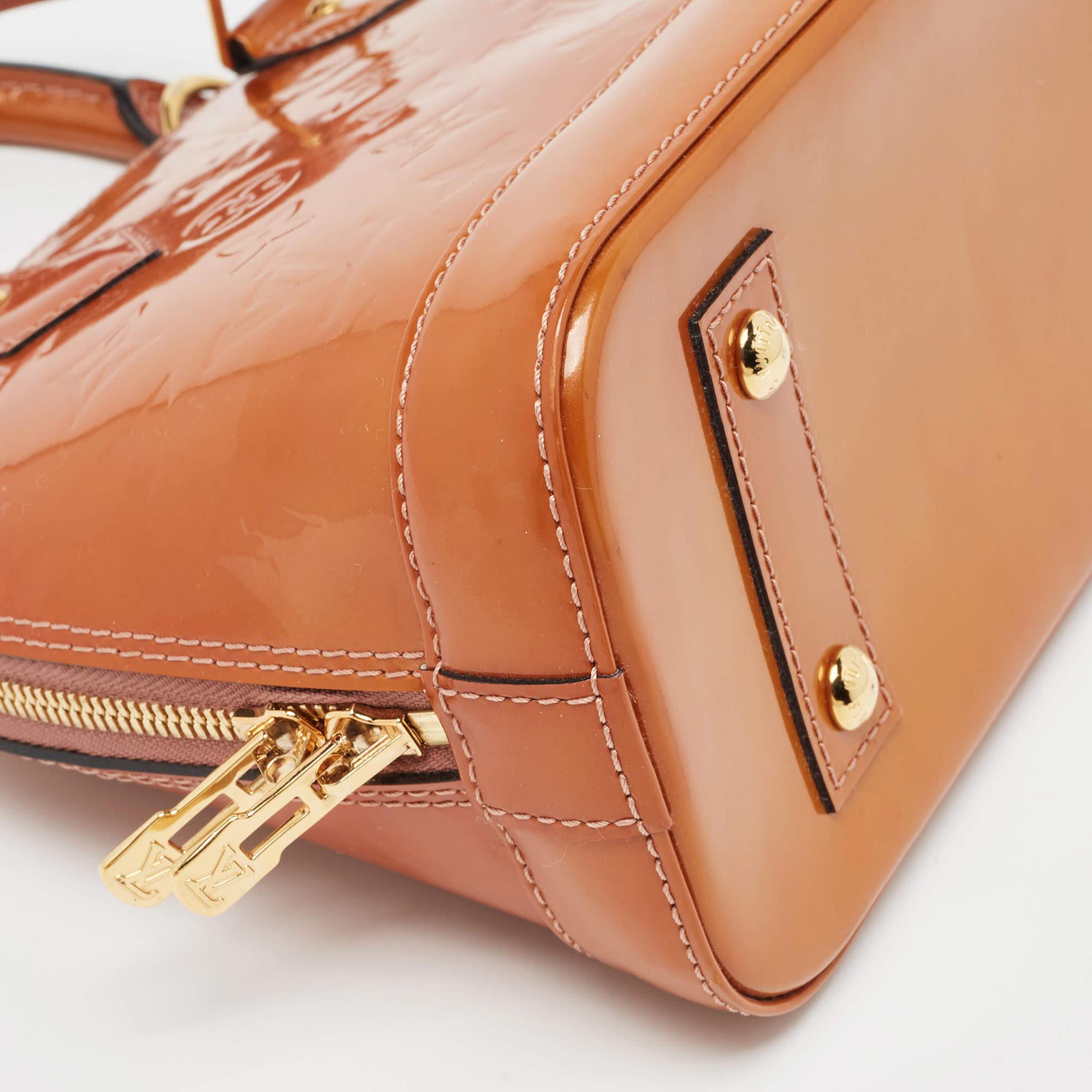 Louis Vuitton Brown Monogram Patent Leather Alma BB Bag For Sale 2