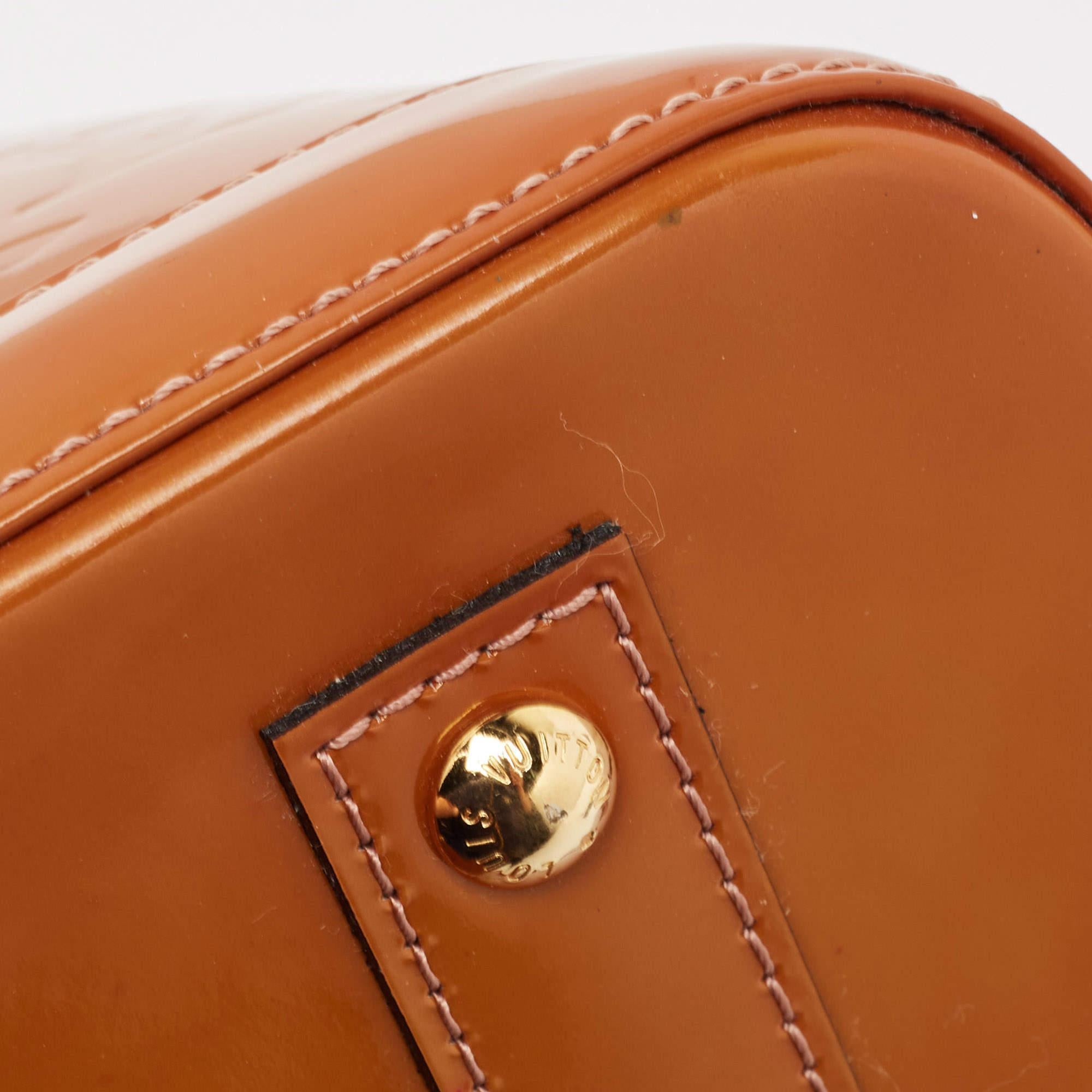 Louis Vuitton Brown Monogram Patent Leather Alma BB Bag For Sale 5
