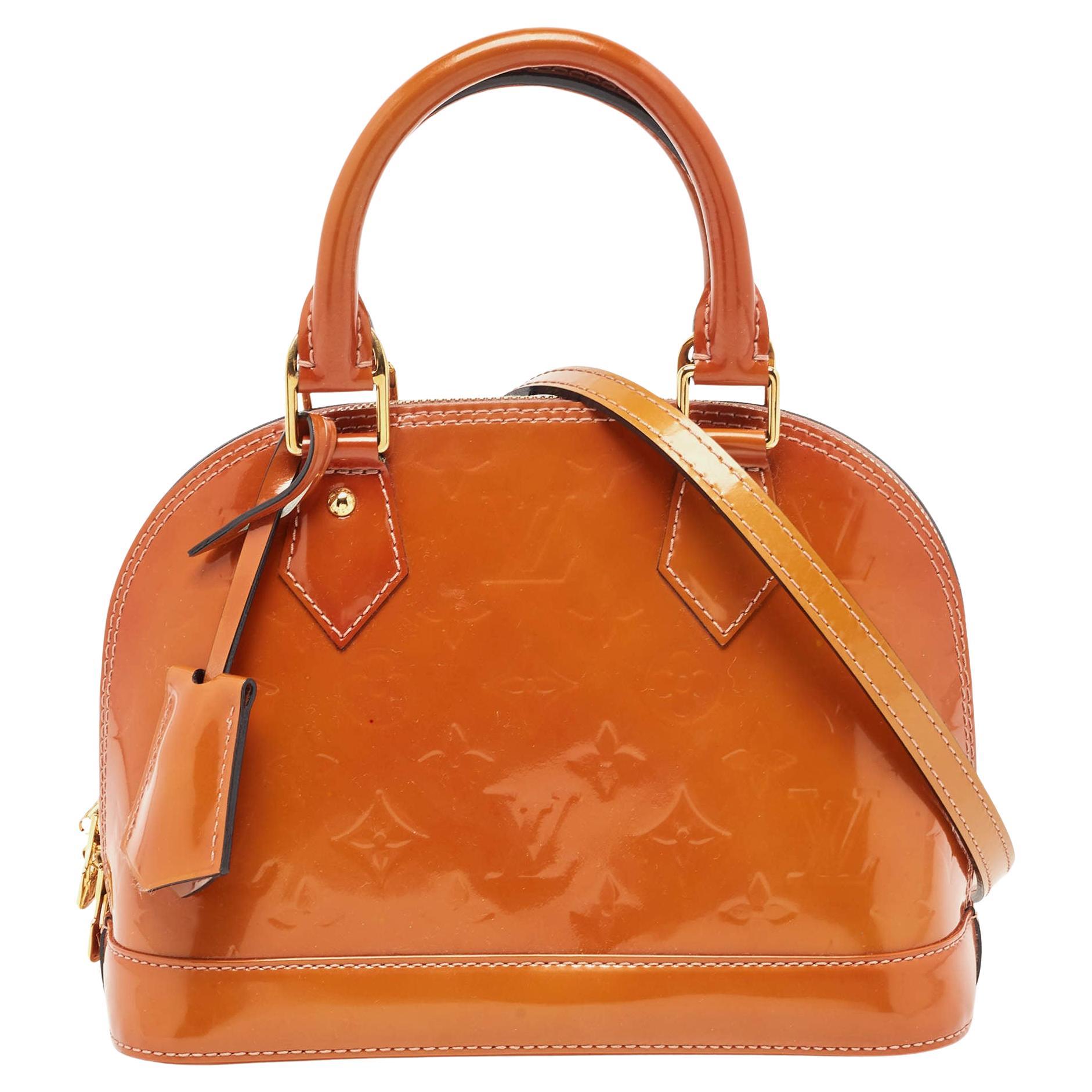 Louis Vuitton Brown Monogram Patent Leather Alma BB Bag For Sale