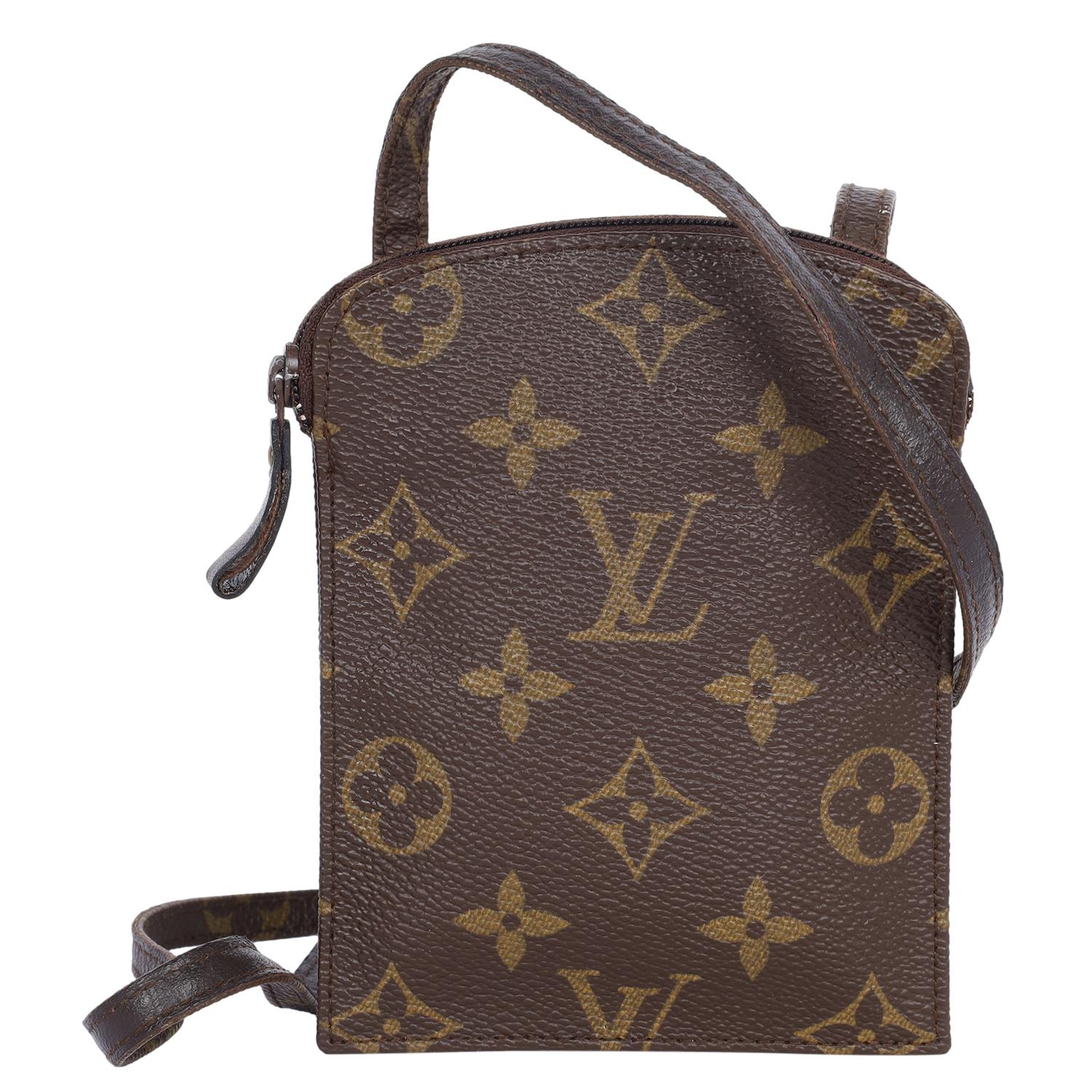 Black Louis Vuitton Brown Monogram Pouch Mini Flat Shoulder Bag