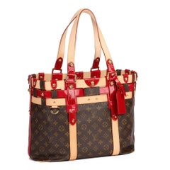 Louis Vuitton Brown Monogram & Red Patent & Crocodile Leather Rubis Salina GM