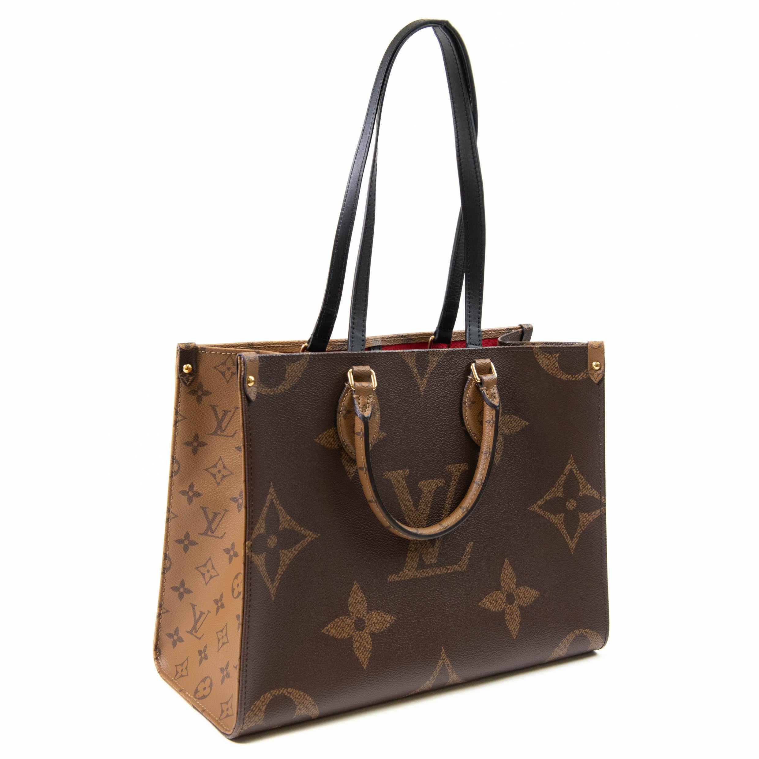 100% Authentic

This limited edition tote features oversized and smaller versions of the classic Louis Vuitton monogram printed in brown on coated canvas in beige. The bag features rolled top handles and long shoulder straps that can be tucked away