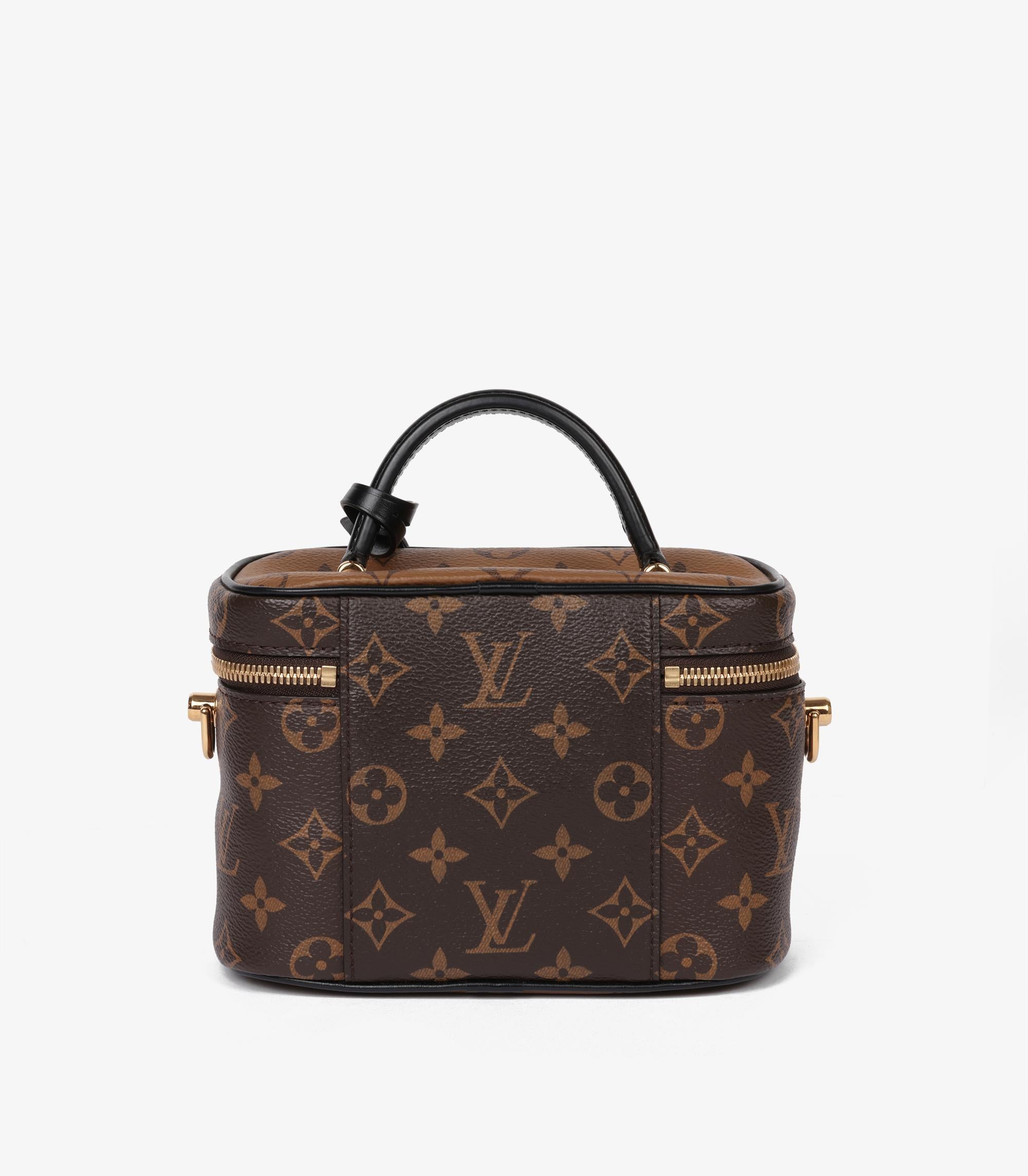 Women's or Men's Louis Vuitton Brown Monogram Reverse Coated Canvas & Black Calfskin Leather Vani