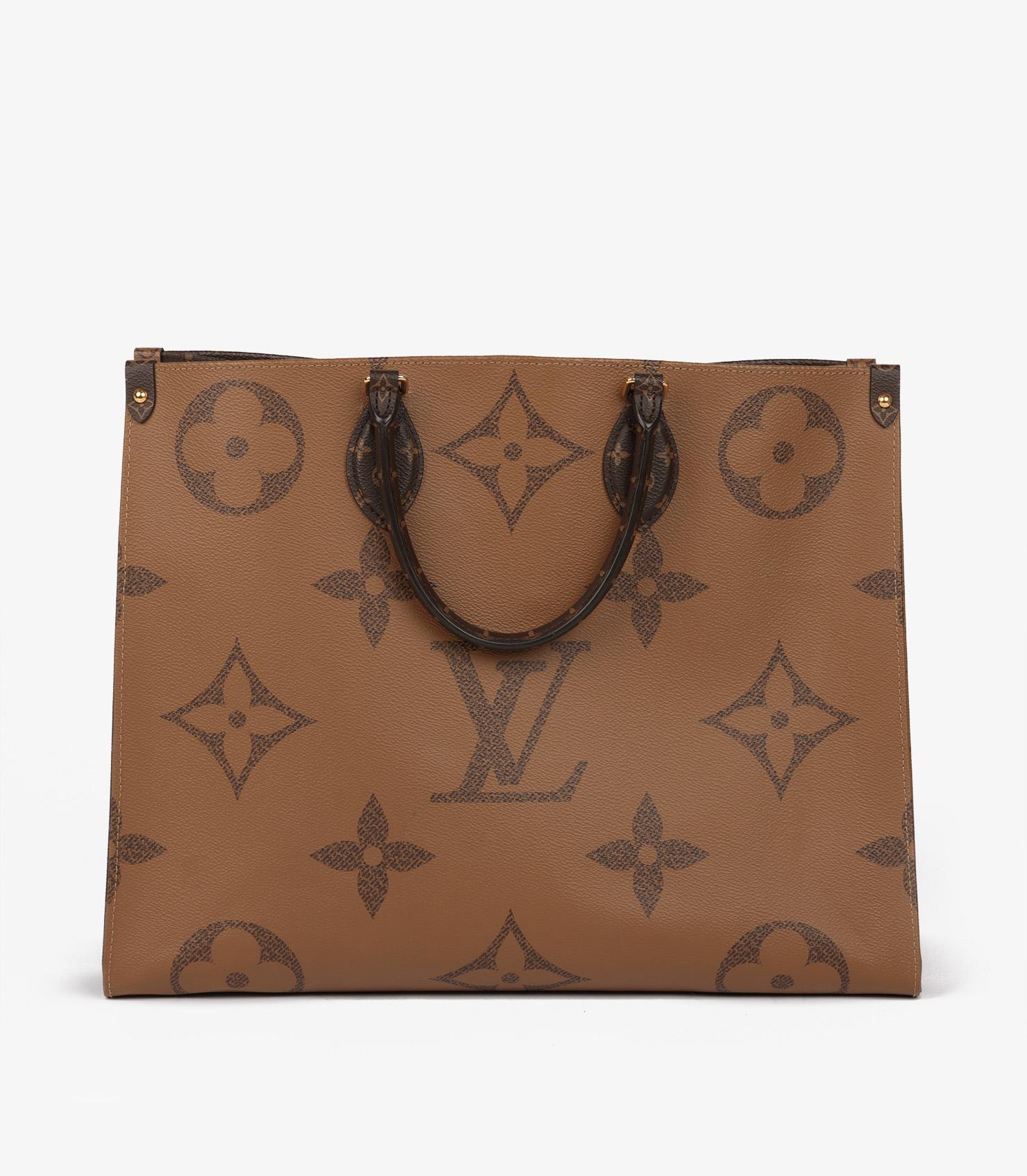 Louis Vuitton Brown Monogram & Reverse Monogram Coated Canvas Onthego GM For Sale 1