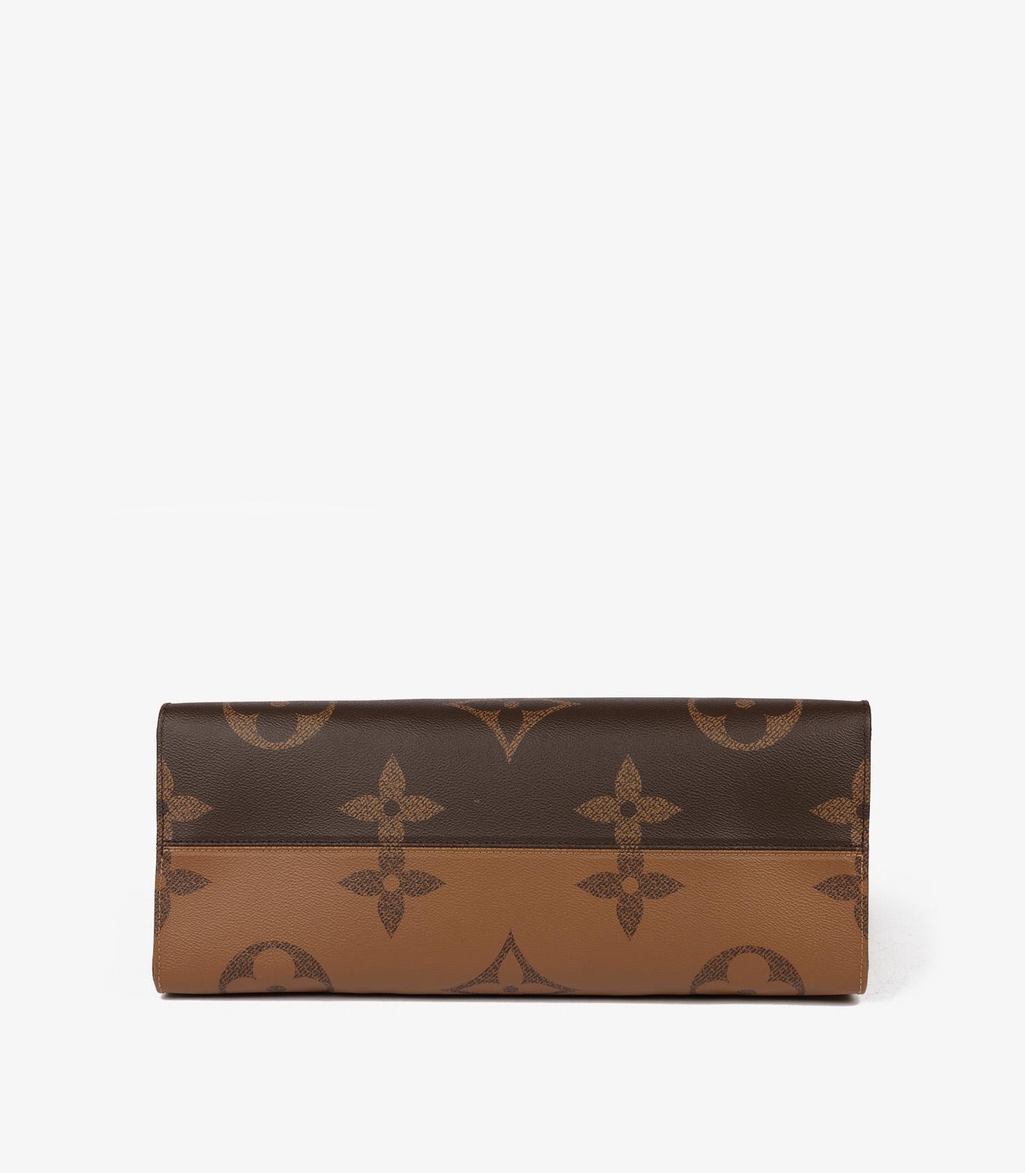 Louis Vuitton Brown Monogram & Reverse Monogram Coated Canvas Onthego GM For Sale 2