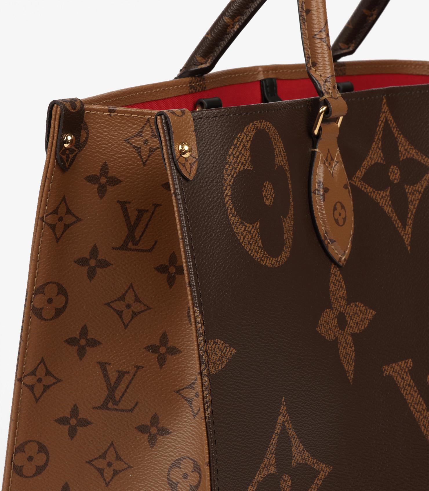 Louis Vuitton Brown Monogram & Reverse Monogram Coated Canvas Onthego GM For Sale 3