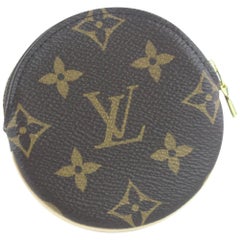 Vintage Louis Vuitton Brown Monogram Round Coin Purse 1lz1012 Wallet
