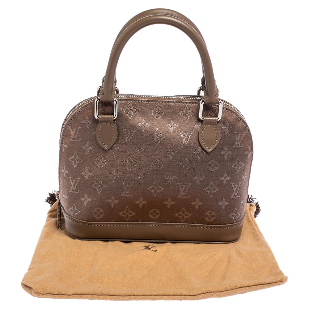 Louis Vuitton Brown Monogram Satin And Leather Limited Edition Alma Mini Bag 5