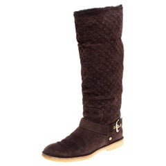 Louis Vuitton Brown Monogram Suede Fauvist Knee Boots Size 39.5