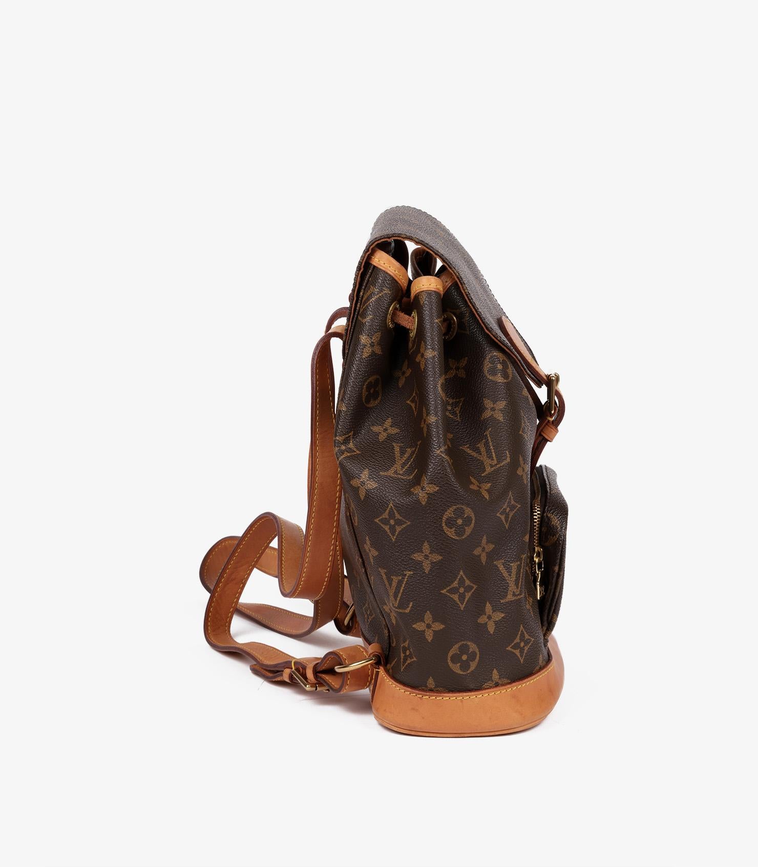 Women's Louis Vuitton Brown Monogram & Vachetta Leather Montsouris Backpack For Sale