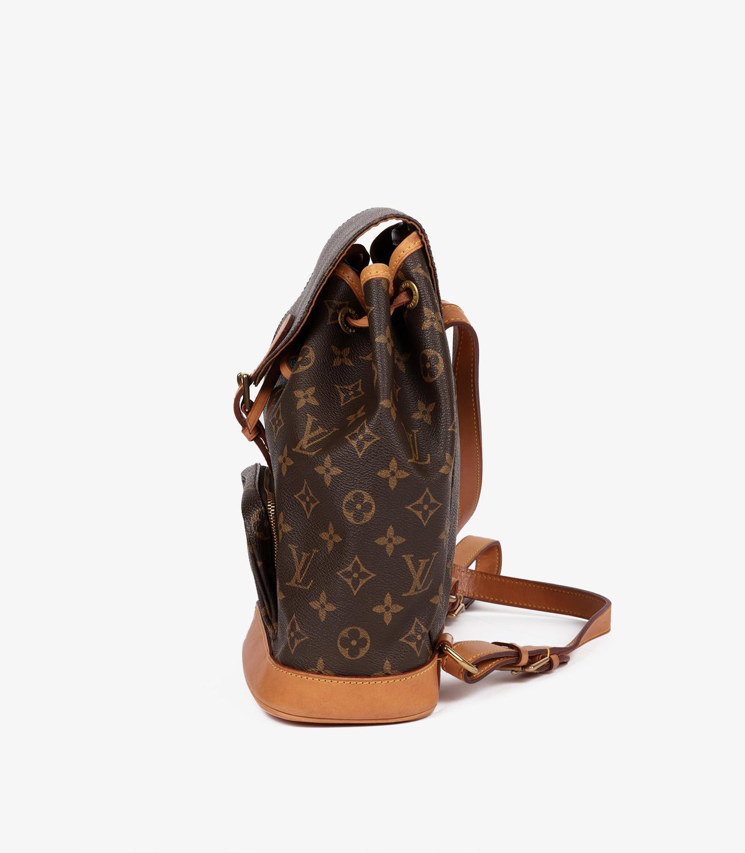 Louis Vuitton Brown Monogram & Vachetta Leather Montsouris Backpack For Sale 1